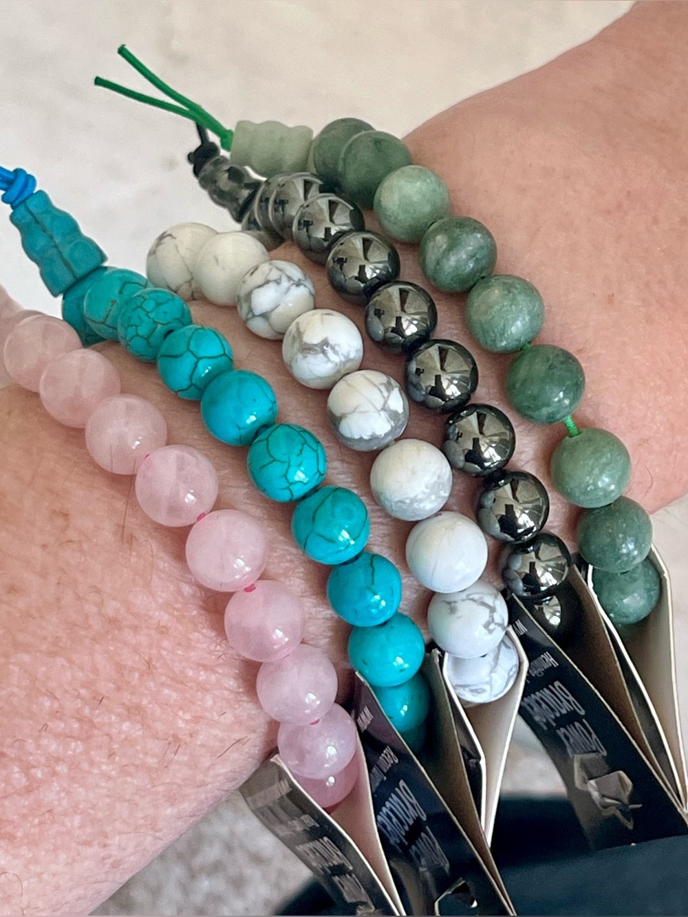 Set of 5 beaded stone bracelets